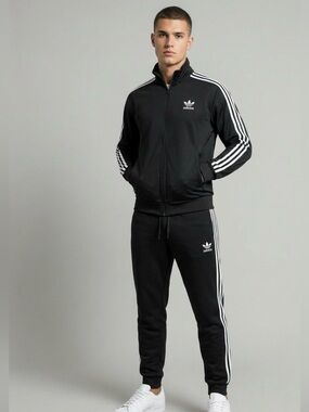 Vintage Adidas Men’s Black 3-Stripe Track Jacket